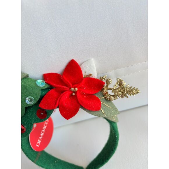 Demdaco Christmas Tree & Poinsettia Felt Holiday Sequin Headband Festive Acces. - Picture 4 of 6